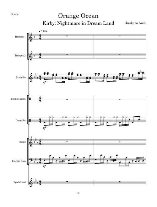 Orange Ocean (Kirby: Nightmare in Dream Land) - Transcribed Score