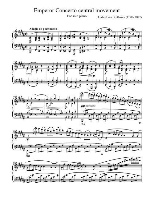 Emperor concerto 2nd movement for solo piano