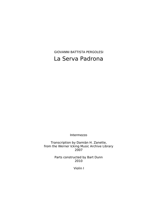 La serva padrona - Giovanni Battista Pergolesi