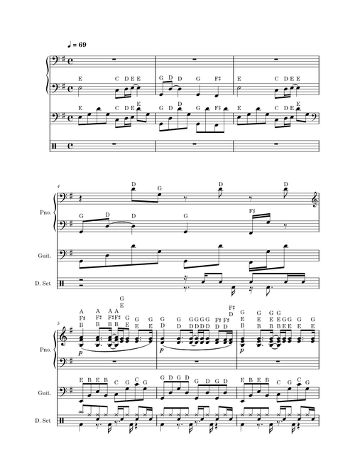 晴天 – 周杰伦（钢琴+原音吉他+架子鼓）