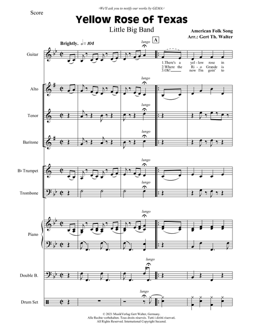 Yellow Rose of Texas (Arr. Gert Th. Walter) - American Folk Song (Piano-Vocal-Guitar)