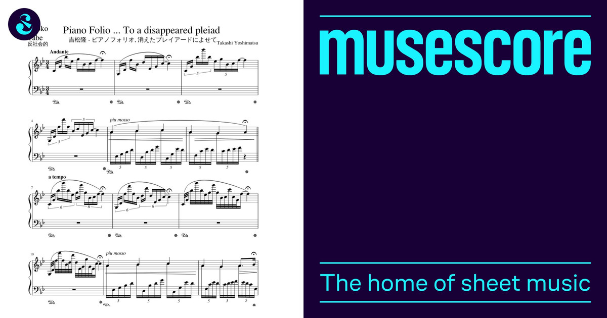 Takashi Yoshimatsu - Piano Folio  To a disappeared pleiad Sheet