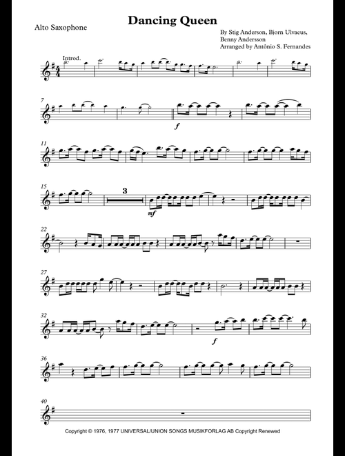 Dancing Queen (Arr. Antônio S. Fernandes) - ABBA (Alto Sax Solo)