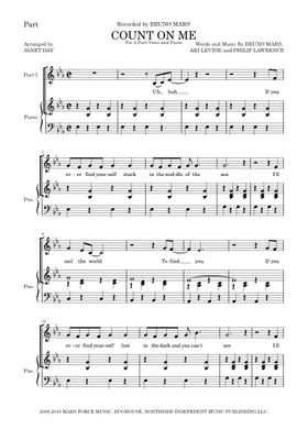 Free Count On Me By Bruno Mars Sheet Music Download Pdf Or Print On Musescore Com