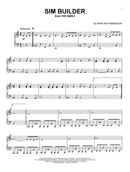 Sim Builder (from The Sims 2) - Mark Mothersbaugh (Piano Solo)