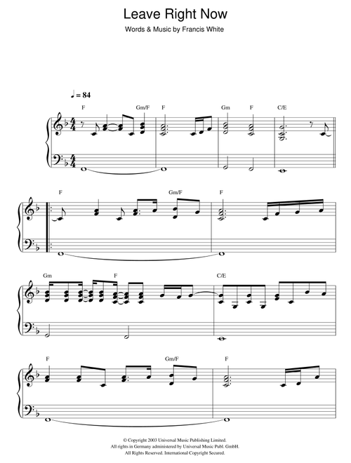 Leave Right Now - Will Young (Piano Solo)
