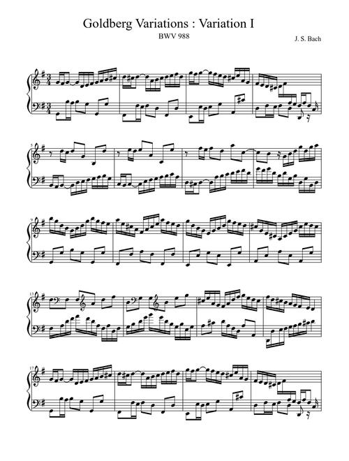 BWV 988 Goldberg Variations: Variation I