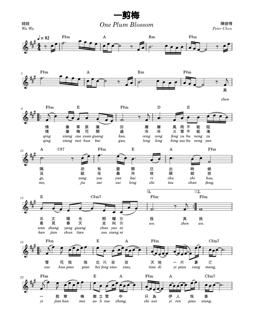 一剪梅(Yi Jian Mei) Sheet music for Piano (Solo) Easy | Musescore.com