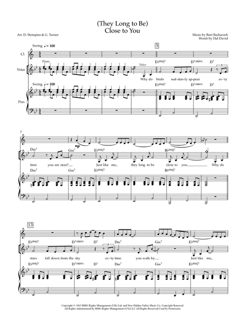 (They Long To Be) Close To You (Arr. Debra E. Stempien, Gregory H. Turner) - The Carpenters (Small Ensemble)