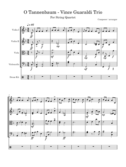 O Tannenbaum - Vince Guaraldi Trio - For String Quartet