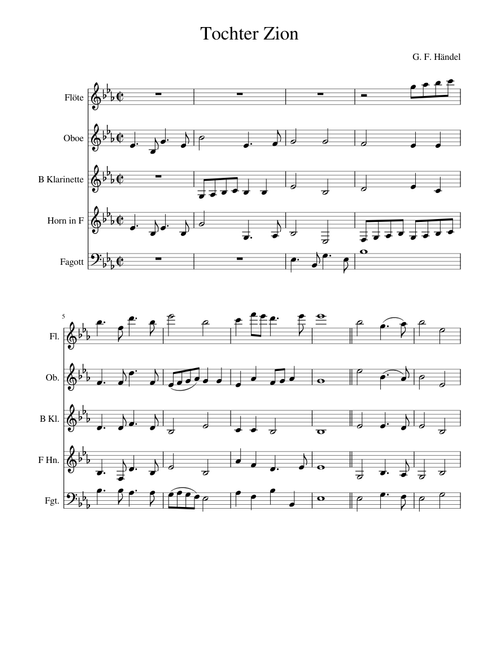 Tochter Zion for woodwind quintett