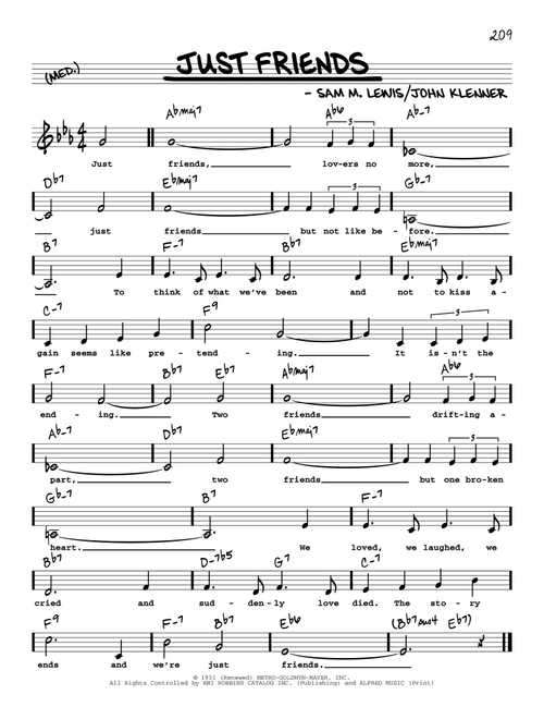 Just Friends (Low Voice) - John Klenner (Real Book - Melody-Chords-Lyrics)