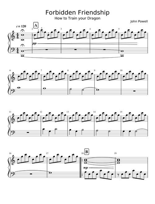 Forbidden Friendship (How to Train your Dragon) - Easy Piano