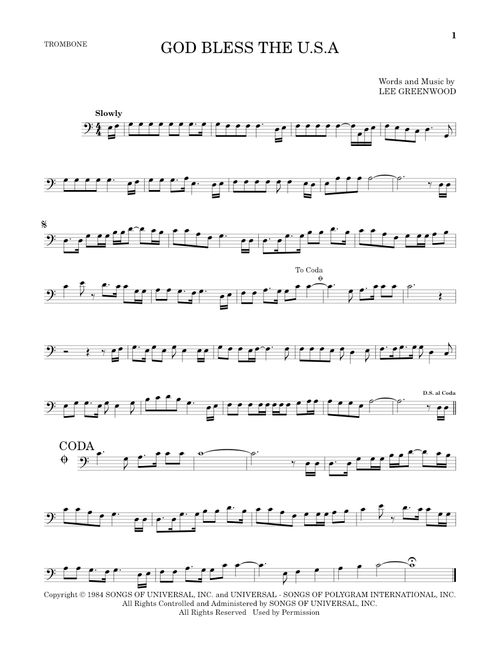 God Bless The U.S.A. - Lee Greenwood (Trombone Solo)