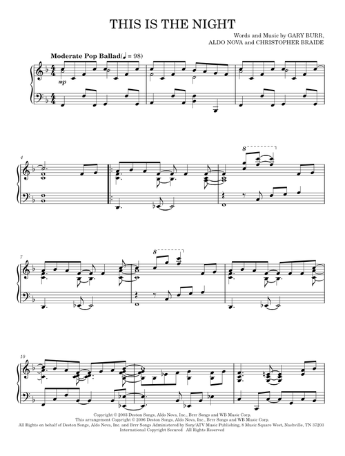 This is the night - Clay Aiken (Piano Solo)