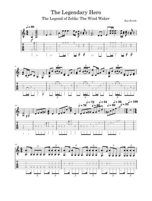 The Legendary Hero - The Legend of Zelda: The Wind Waker – for guitar