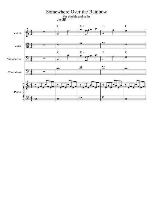 Somewhere Over the Rainbow for Ukulele and Cello