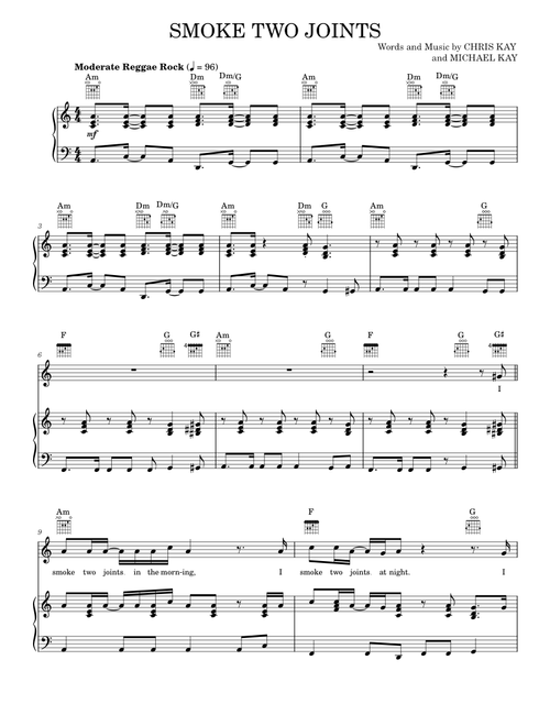 Smoke Two Joints - Sublime (Piano-Vocal-Guitar)