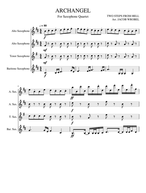 Archangel - Two Steps from Hell for Saxophone Quartet