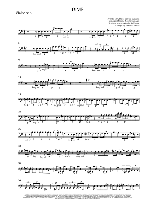 Dtmf (Arr. Leonardo Santoro) - Bad Bunny (Cello Solo)