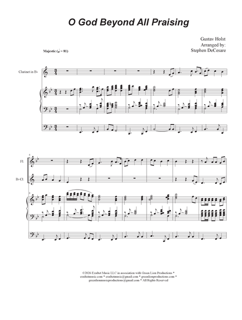 O God Beyond All Praising (Duet for Flute and Bb-Clarinet) (Arr. Stephen DeCesare) (Instrumental Duet)