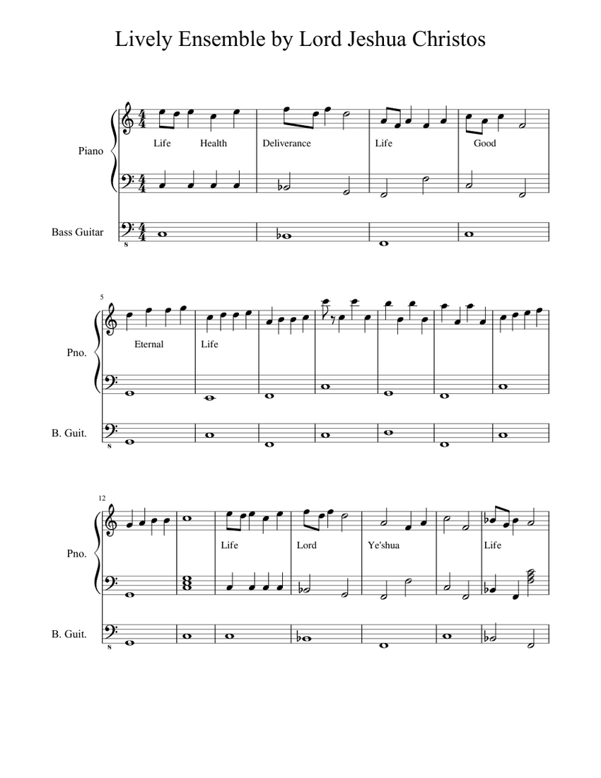 Lively_Ensemble_by_Lord_Jeshua_Christos Sheet music for Piano (Solo