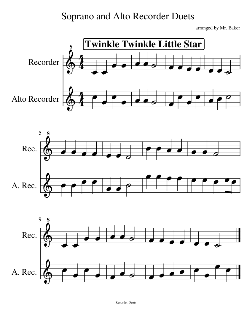 Recorder Duets Sheet music for Recorder (Woodwind Duet)