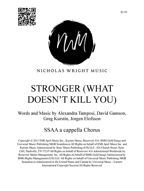 Stronger (what Doesn't Kill You) (Arr. Nicholas Wright) - Kelly Clarkson (Choral, SSA)