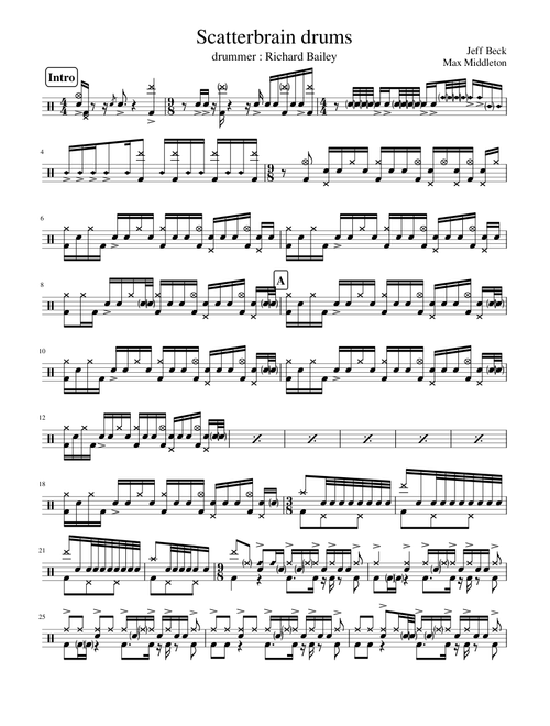Scatterbrain – Jeff Beck (drums transcription)