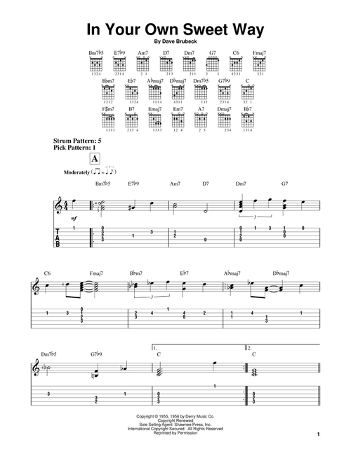 In Your Own Sweet Way - Dave Brubeck (Easy Guitar with TAB)