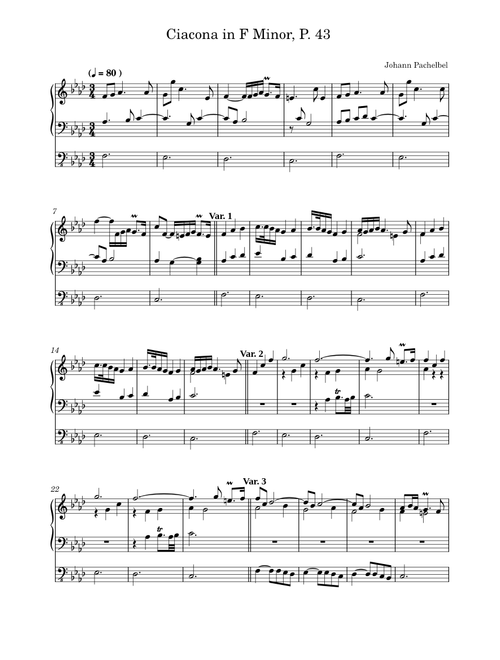 Ciacona in F Minor, P. 43