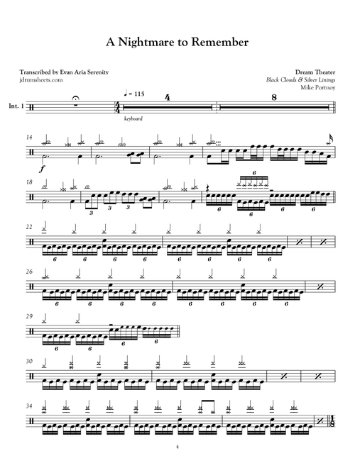 A Nightmare To Remember (Arr. Evan Aria Serenity) - Dream Theater (Drums)