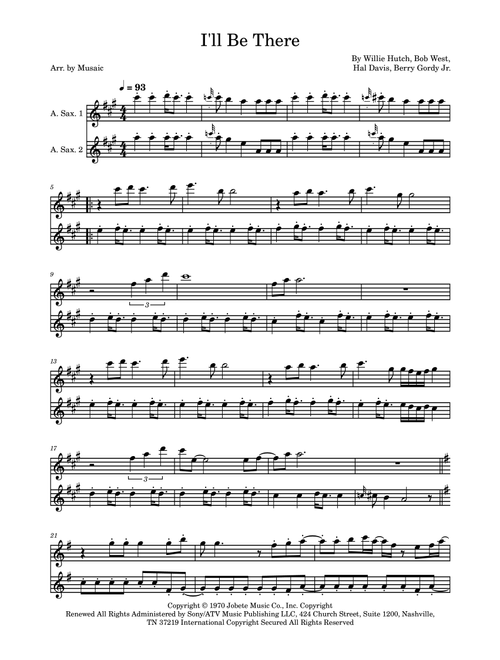 I'll Be There (Arr. Musaic) - The Jackson 5 (Alto Saxophone Duet)