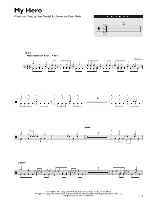 My Hero - Foo Fighters (Drum Chart)
