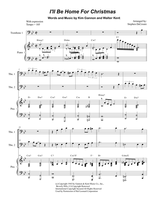 I'll Be Home For Christmas (Arr. Stephen DeCesare) - Rascal Flatts (Trombone Duet)