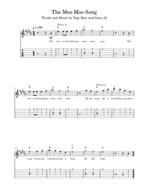 The Moo Moo Song in B Major