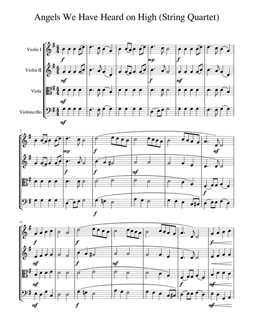 Angels We Have Heard on High String Quartet