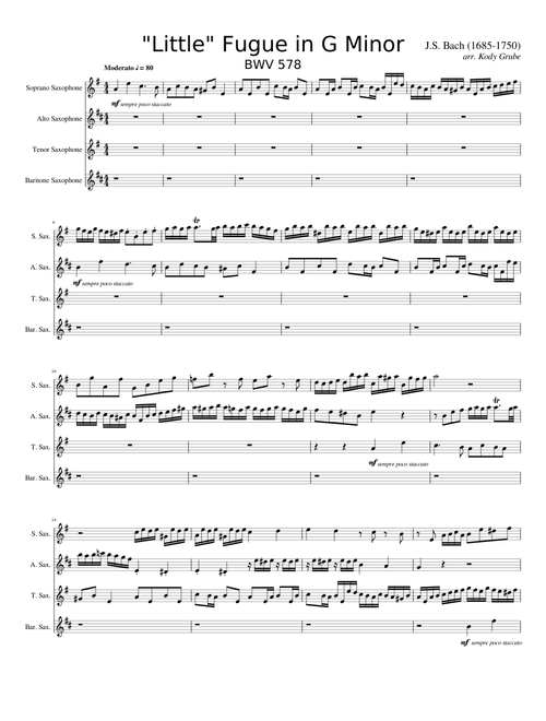 Little fugue in G minor Sax quartet