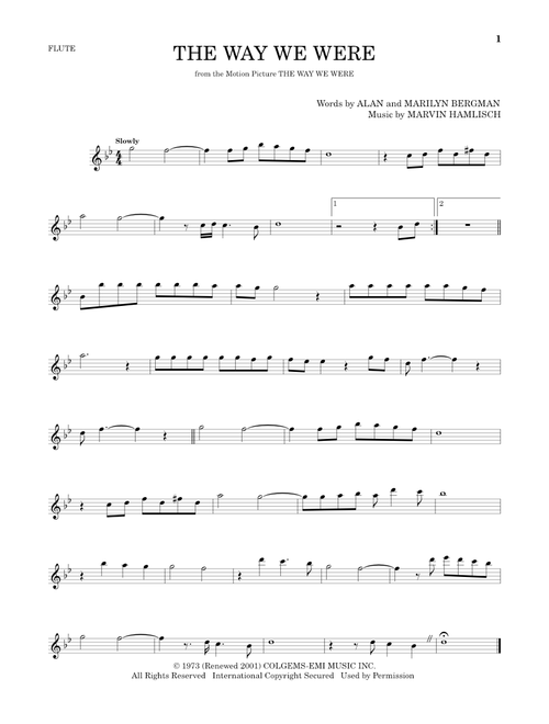 The Way We Were - Barbra Streisand (Flute Solo)