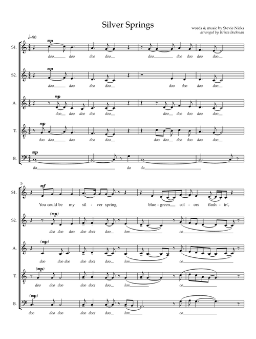 Silver Springs (Arr. Krista Beckman) - Fleetwood Mac (Choral, Mixed Choir)
