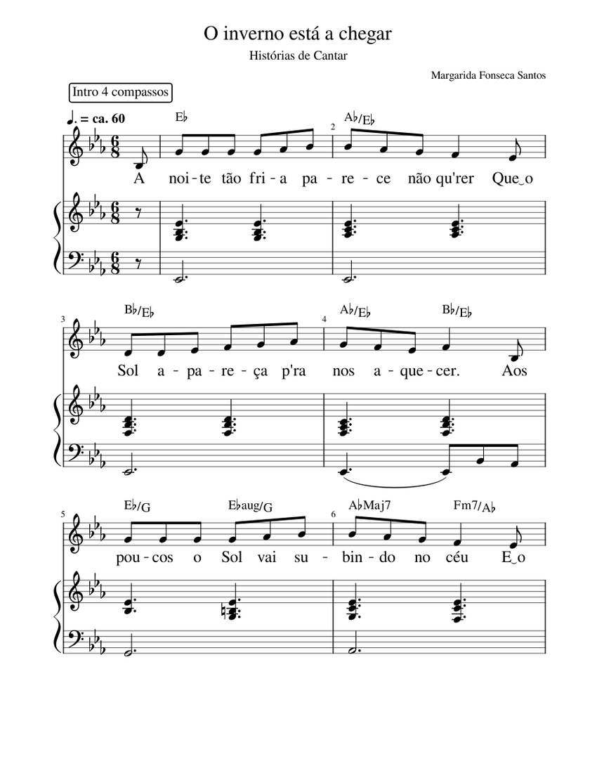 O inverno está a chegar Sheet music for Piano, Vocals (A Capella ...