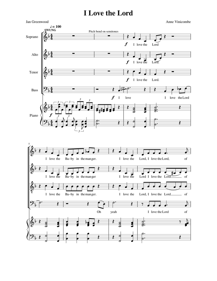I Love the Lord Sheet Music for Piano, Soprano, Alto, Tenor & more ...