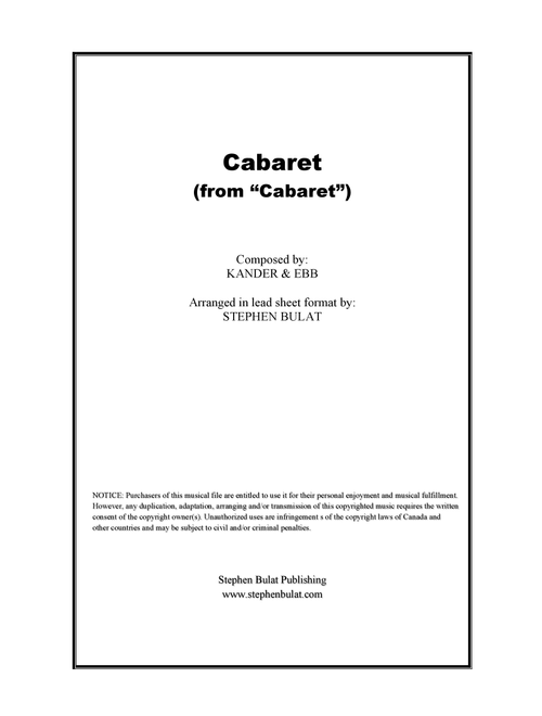 Cabaret (from: "cabaret") (Arr. Stephen Bulat) - The Royal Manchester Ballroom Orche (Large Ensemble)