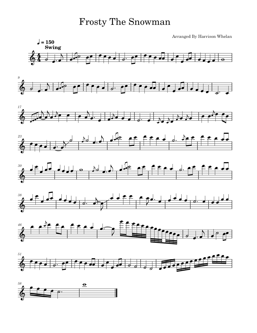 Frosty The Snowman Sheet Music for Flute (Solo) | MuseScore.com