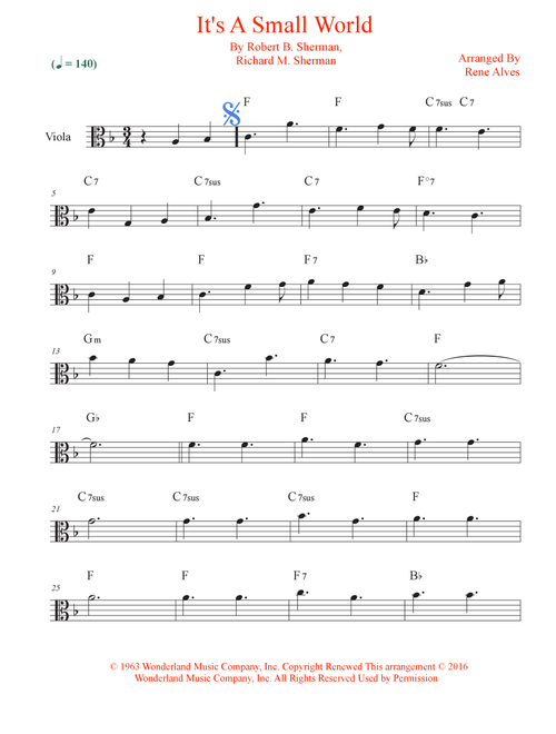 It's A Small World (Arr. Rene Alves) - Richard M. Sherman, Robert B. Sherman (Viola Solo)
