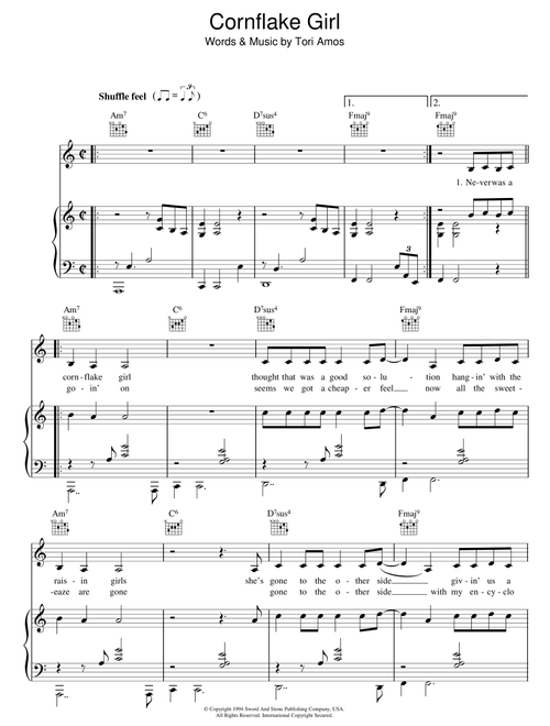 Cornflake Girl - Tori Amos (Piano-Vocal-Guitar (Piano Accompaniment))
