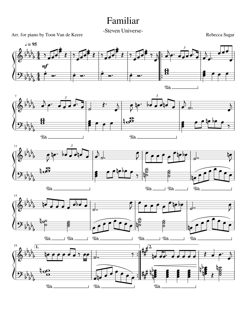 Familiar Steven universe Sheet music for Piano Solo Musescore