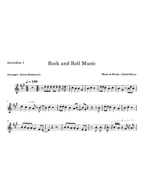 Rock And Roll Music (Arr. Zoran Radanovic) - Chuck Berry (Small Ensemble)