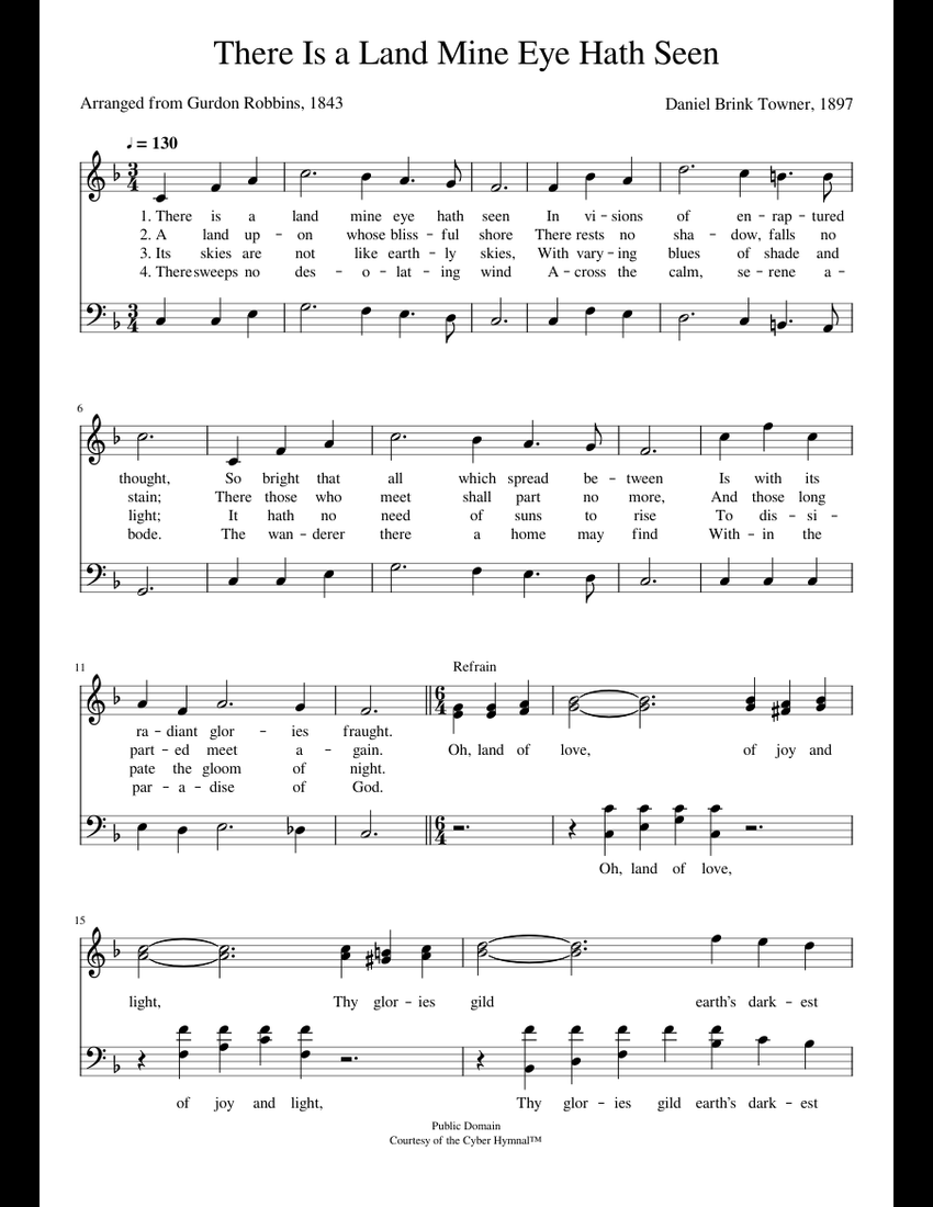 There Is A Land Mine Eye Hath Seen (towner) - Daniel B. Towner Sheet ...