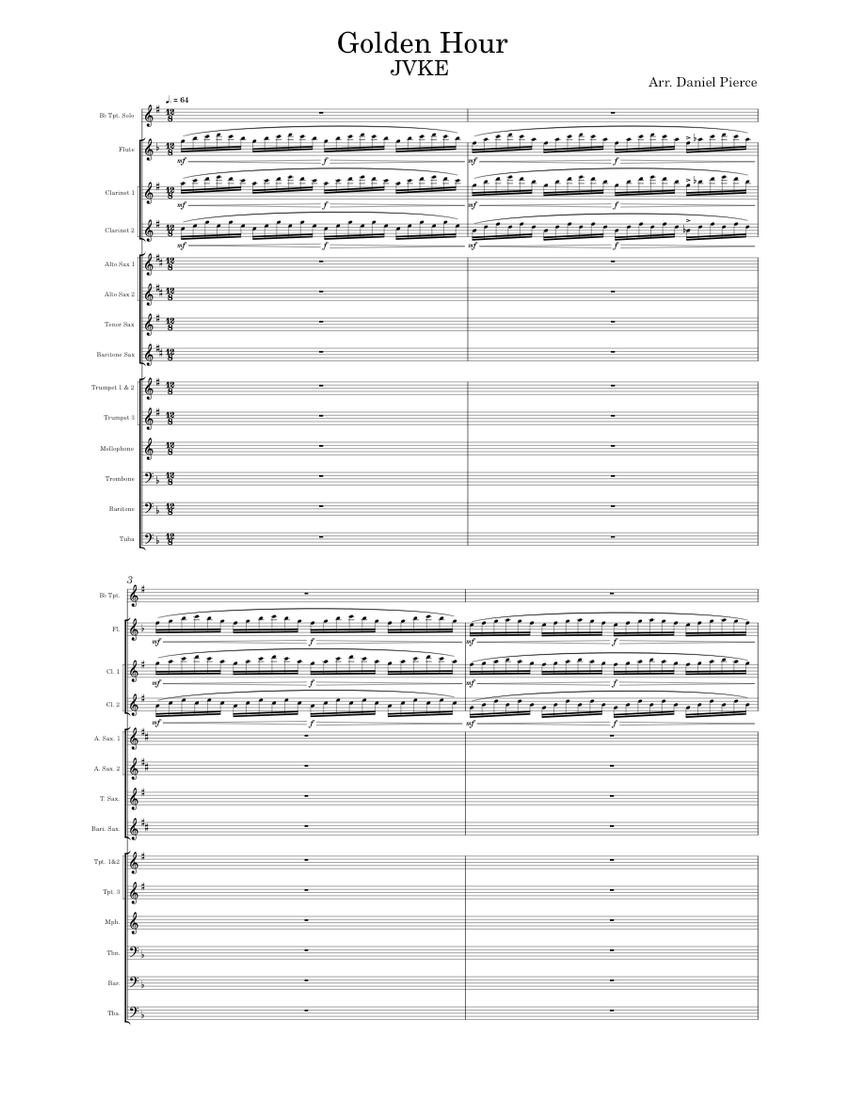 Golden hour JVKE Golden Hour for marching band ballad Sheet music